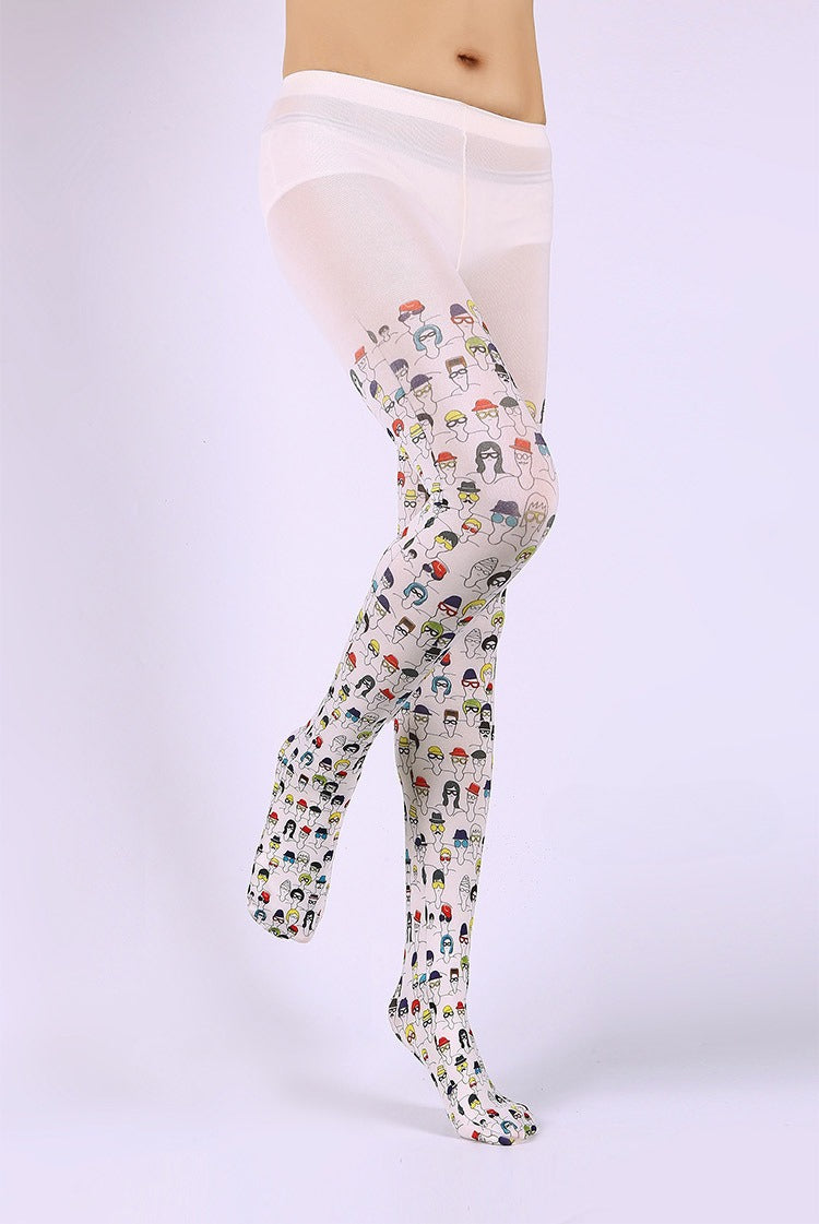 Character Illustration Tights Women's Fancy Dress Costume Accessories, Perfect for Parties, Office, Street Fashion, and Daily Wear