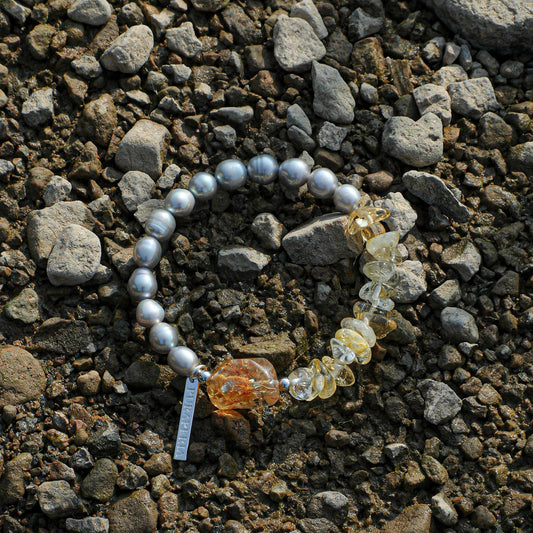Citrine Gray Pearl Bracelet