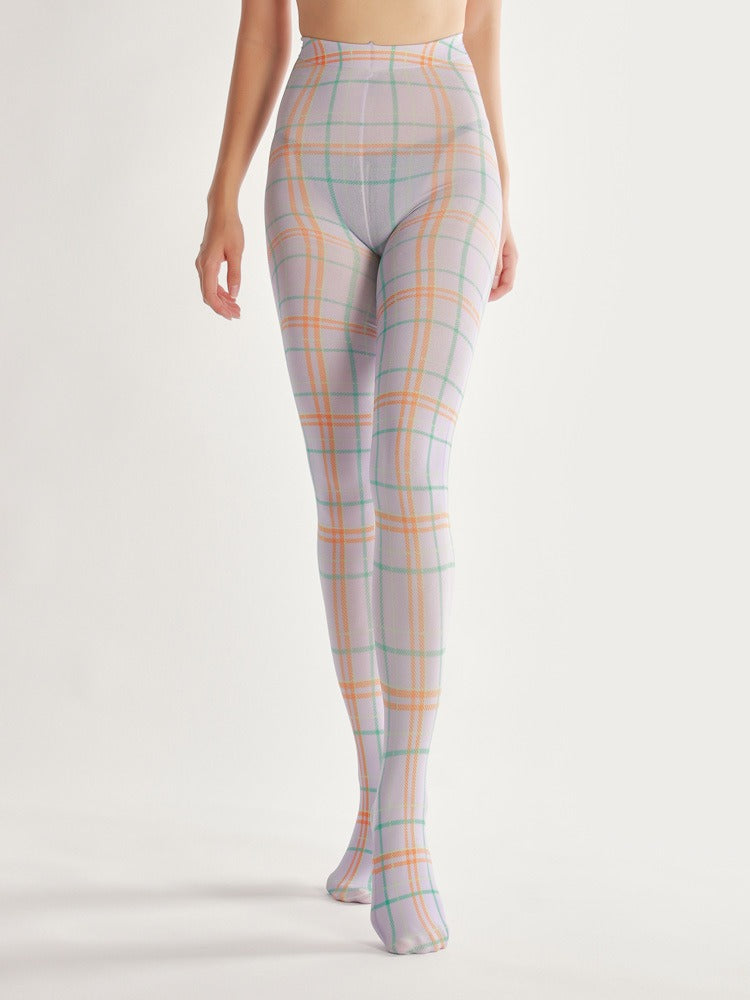 Semi-Sheer Classic Plaid Tights Women's Fancy Dress Costume Accessories, Perfect for Parties, Office, Street Fashion, and Daily Wear