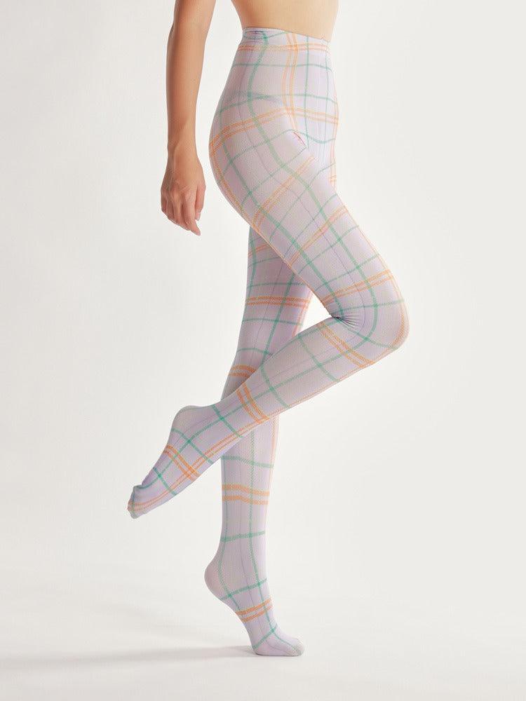 Semi-Sheer Classic Plaid Tights Women's Fancy Dress Costume Accessories, Perfect for Parties, Office, Street Fashion, and Daily Wear