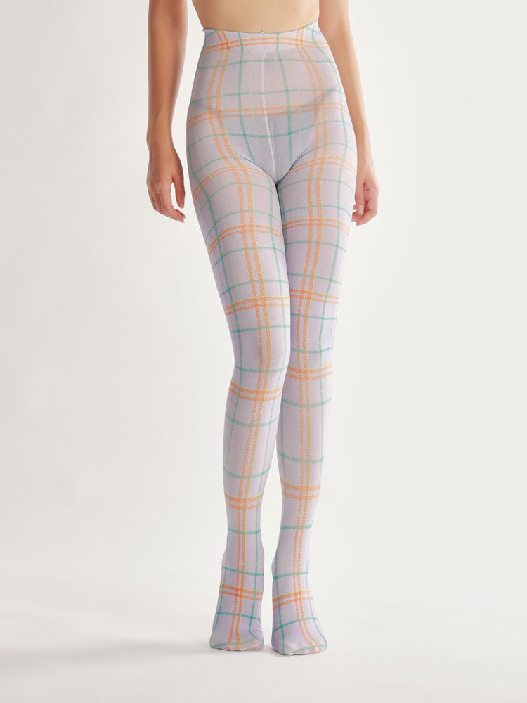 Semi-Sheer Classic Plaid Tights Women's Fancy Dress Costume Accessories, Perfect for Parties, Office, Street Fashion, and Daily Wear