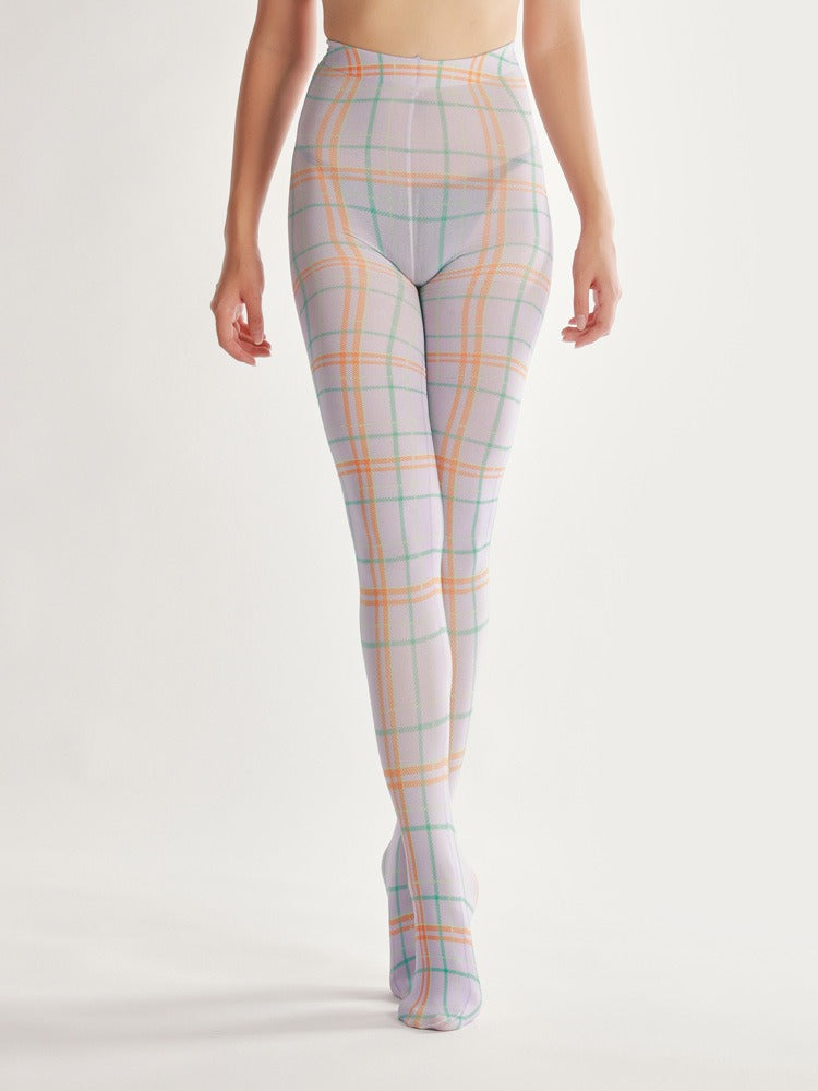 Semi-Sheer Classic Plaid Tights Women's Fancy Dress Costume Accessories, Perfect for Parties, Office, Street Fashion, and Daily Wear