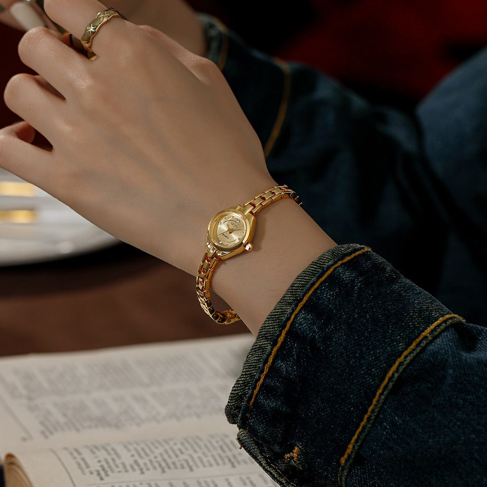 Dainty Round Gold Watch for women