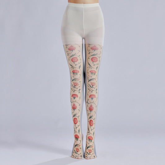 Elizabethan Floral Tights with high elasticity and compression,shaping fit and ideal for weddings, parties, ethnic outfits, and street fashion