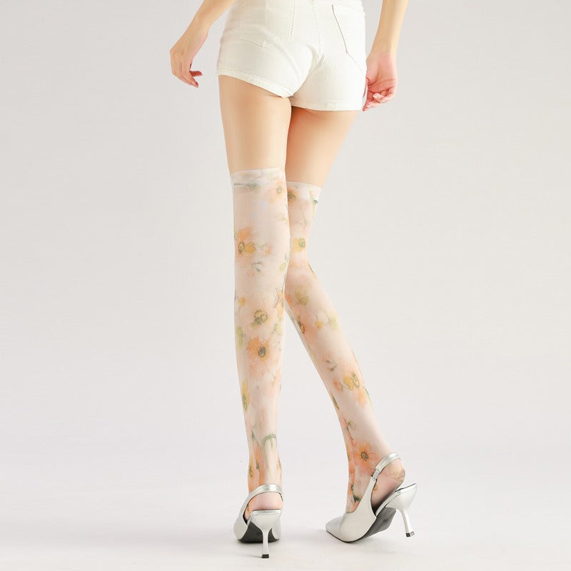 Floral Knee High Socks with high elasticity and compression,shaping fit and ideal for weddings, parties, ethnic outfits, and street fashion