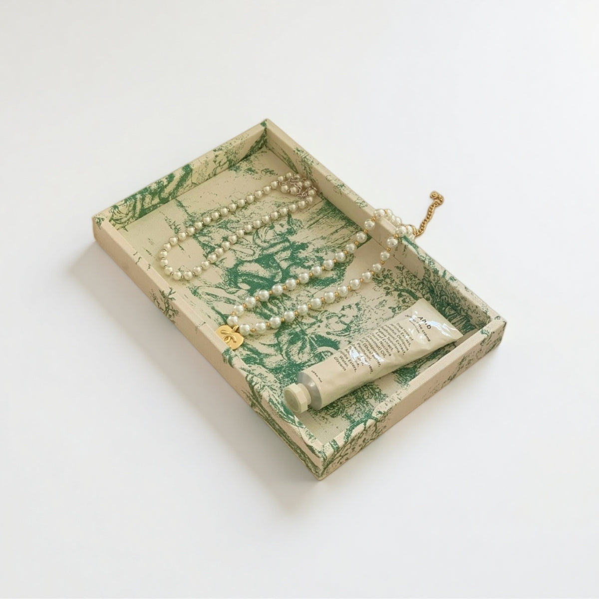 French Paris Garden Linen Jewelry Tray