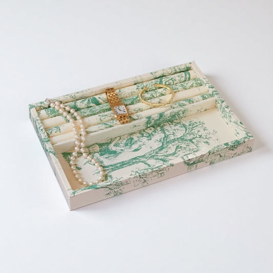 French Paris Garden Linen Jewelry Tray
