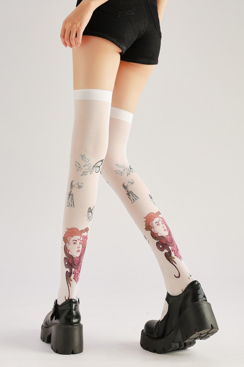 Gothic Dark Fashion Stockings with high elasticity, perfect for parties, cosplay, events, and street fashion