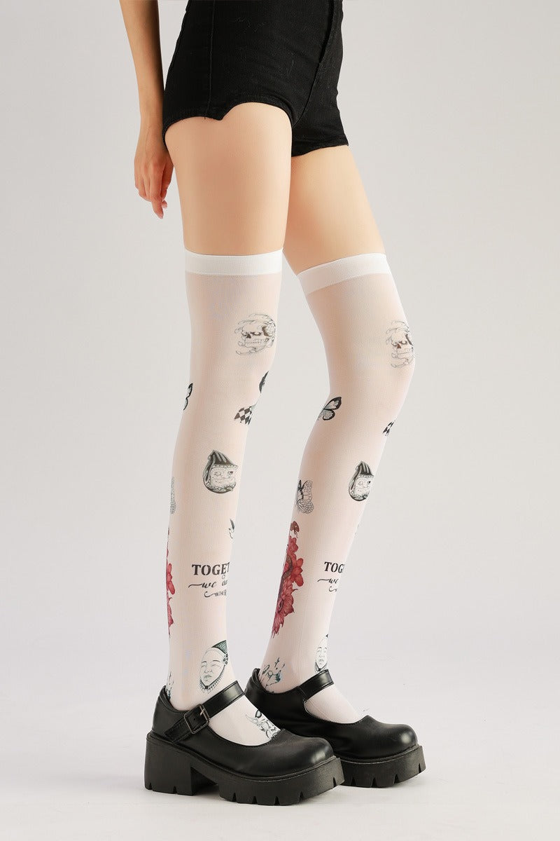Gothic Dark Fashion Stockings with high elasticity, perfect for parties, cosplay, events, and street fashion