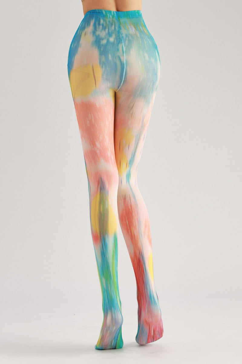 Gradient Color Print Tights Women's Fancy Dress Costume Accessories, Perfect for Parties, Office, Street Fashion, and Daily Wear