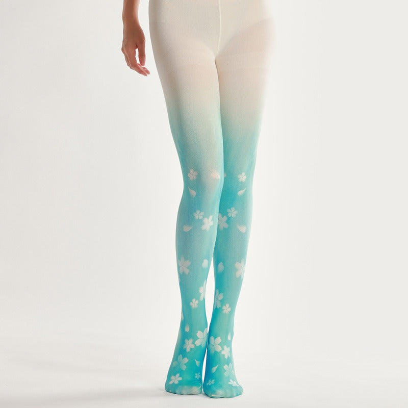 Gradient Floral Tights with high elasticity and compression,shaping fit and ideal for weddings, parties, ethnic outfits, and street fashion