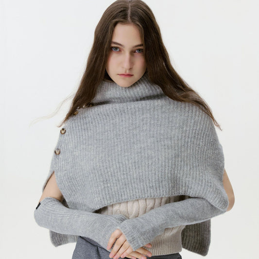 Gray woolen cape for women winter dress