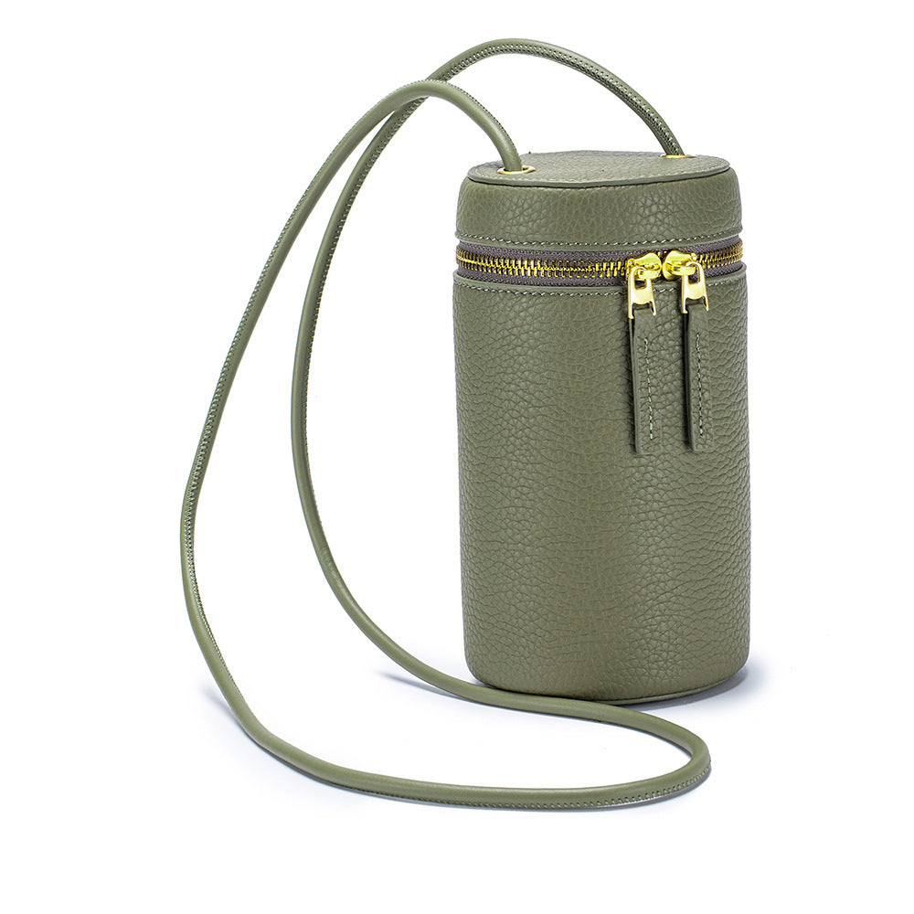 Leather Crossbody Bucket Bag – Genuine Cowhide Shoulder Bag