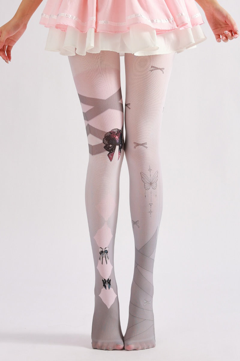 Semi-Sheer Y2K Gray Tights with high elasticity and shaping fit, suitable for events, cosplay, street style, and gifting girls at Christmas