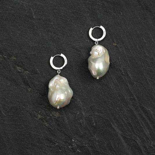 Natural Baroque Pearl Silver Drop Earrings