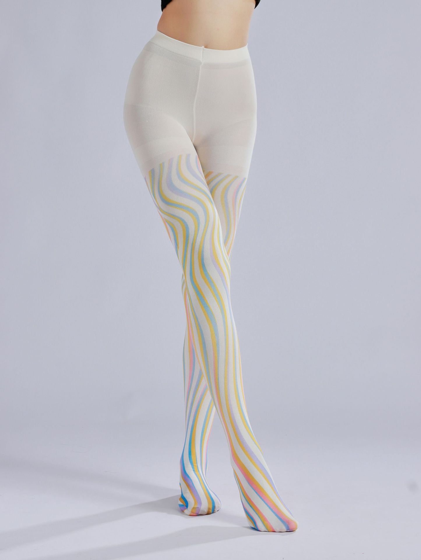 Color Wave Print Tights-Grainvity