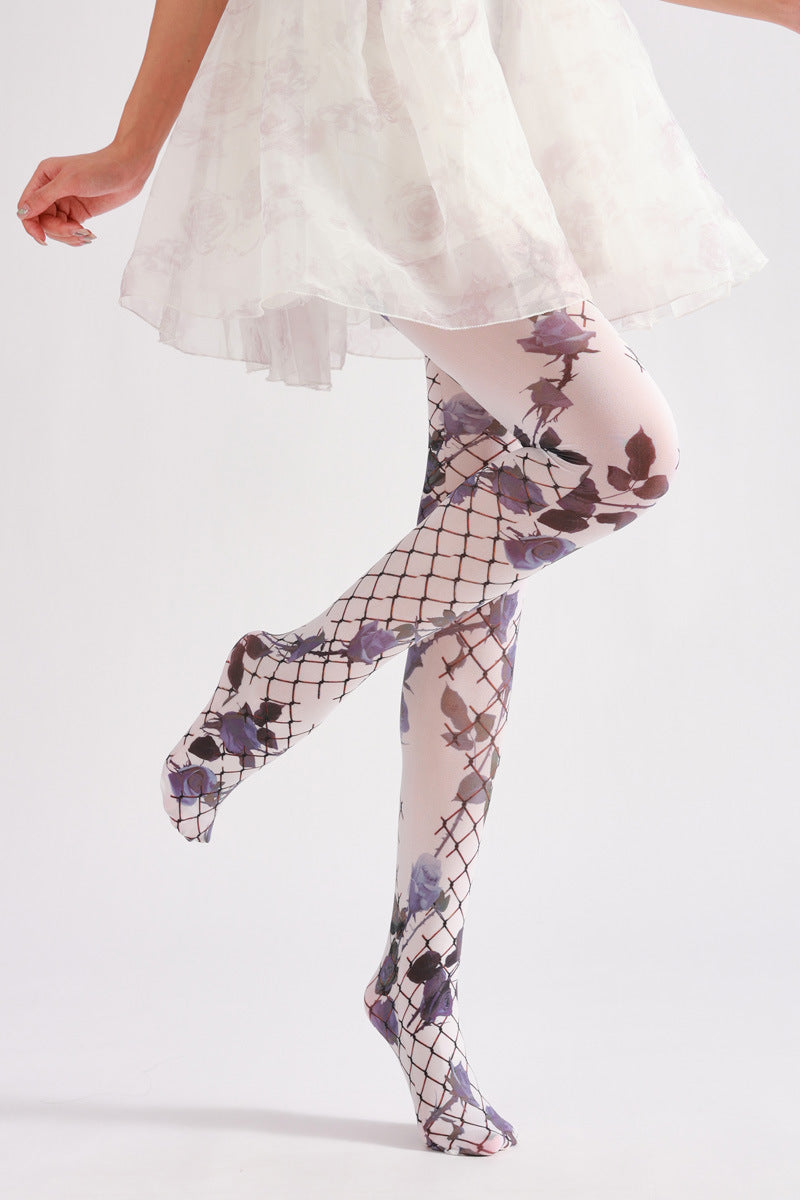 Gothic Dark Rose Tights-Grainvity