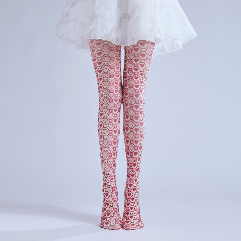 Pink Heart Tights-Grainvity