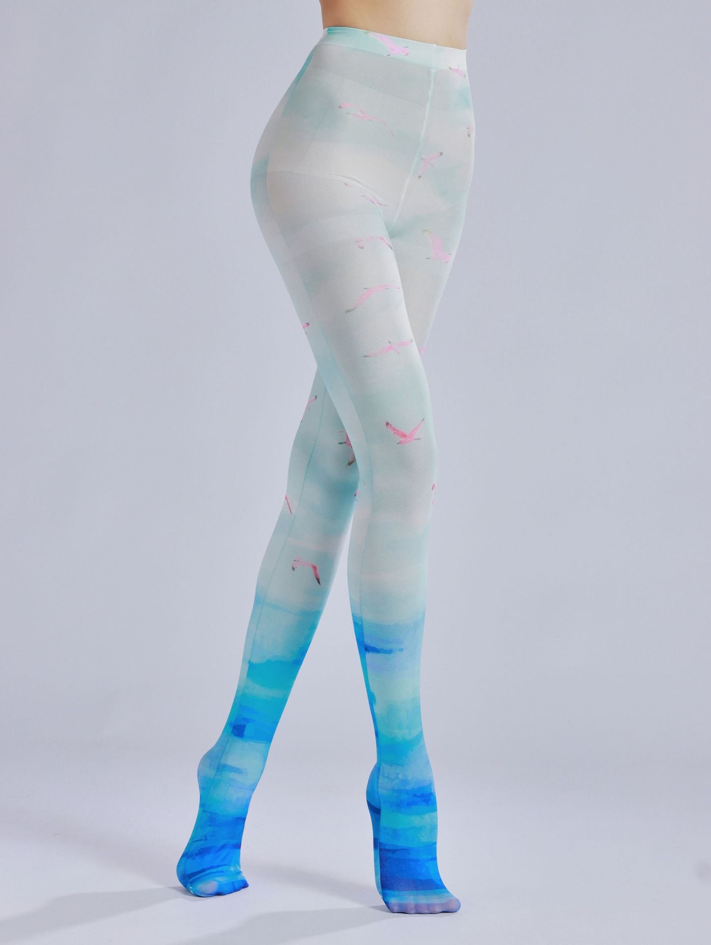 Blue Ocean Wild Bird Tights-Grainvity