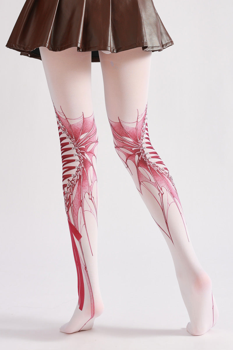 Halloween Gothic Strapped Tights-Grainvity
