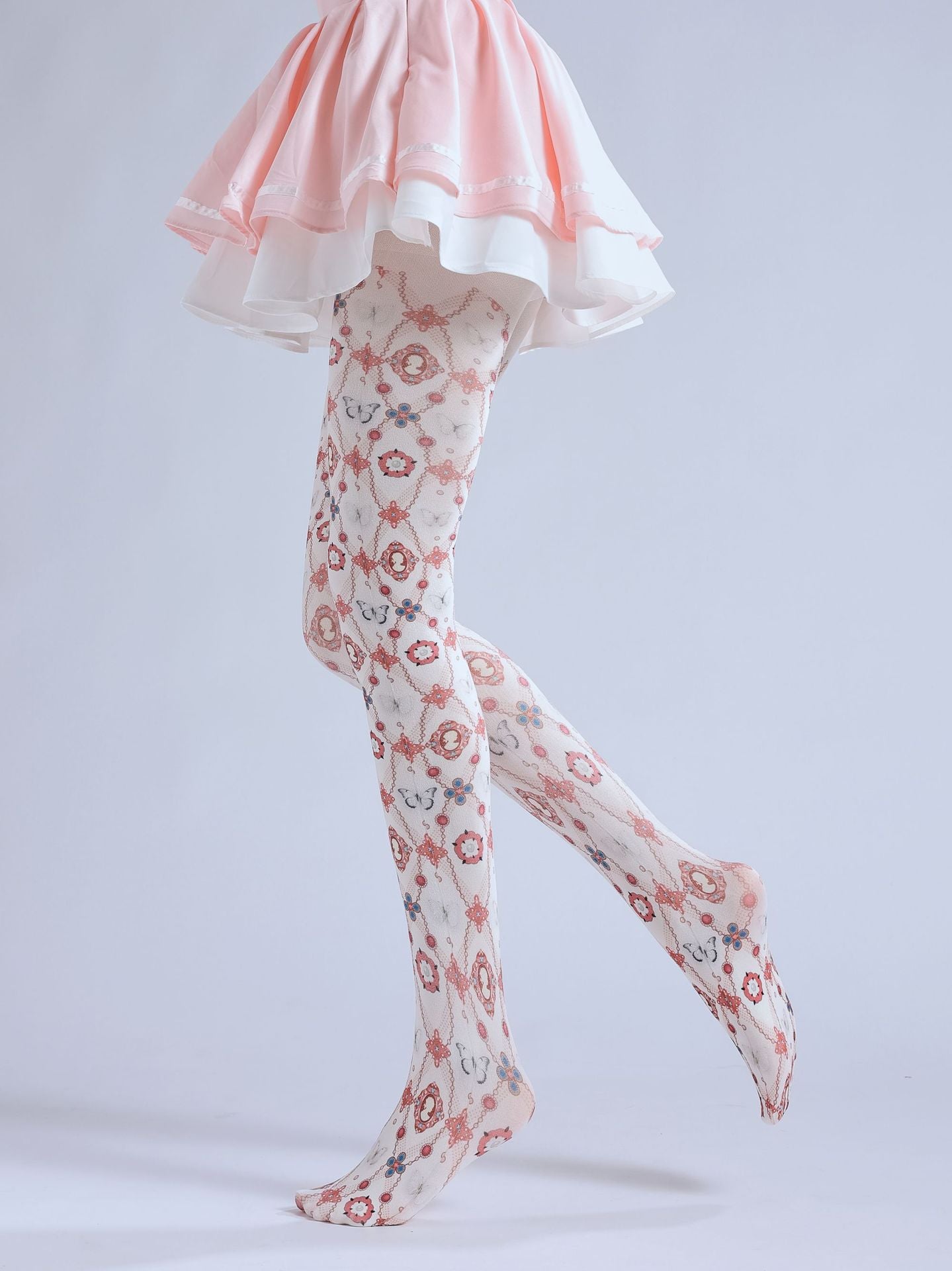 Victorian Cameo Tights Vintage Baroque Stockings-Grainvity