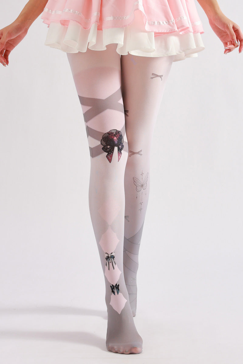 Grey Bow Pantyhose-Grainvity