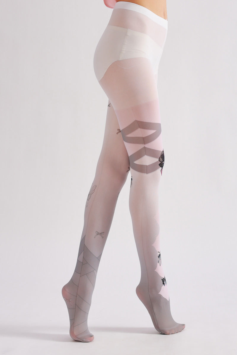 Grey Bow Pantyhose-Grainvity