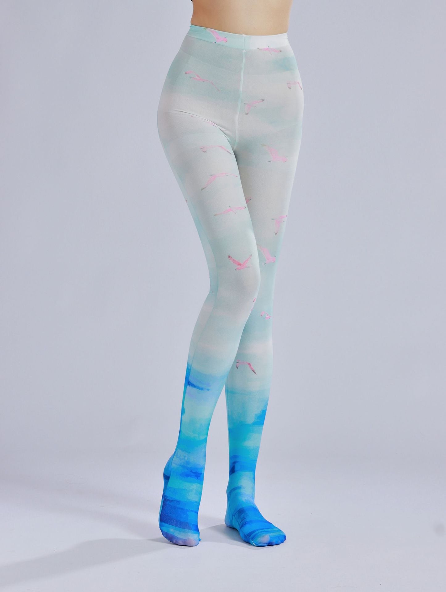 Blue Ocean Wild Bird Tights-Grainvity