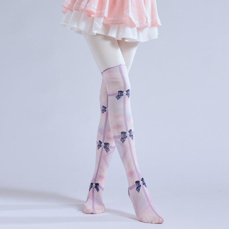 Rainbow Bow-Knot Women Tights-Grainvity