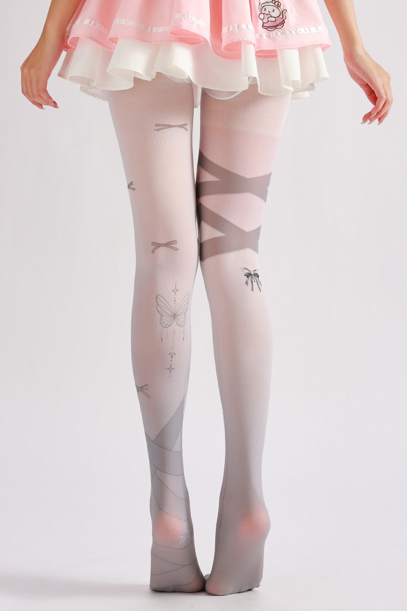 Grey Bow Pantyhose-Grainvity