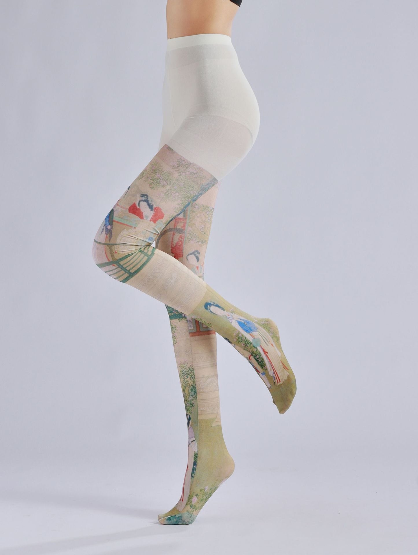 Chinese Style Ancient Pattern Print Pantyhose-Grainvity