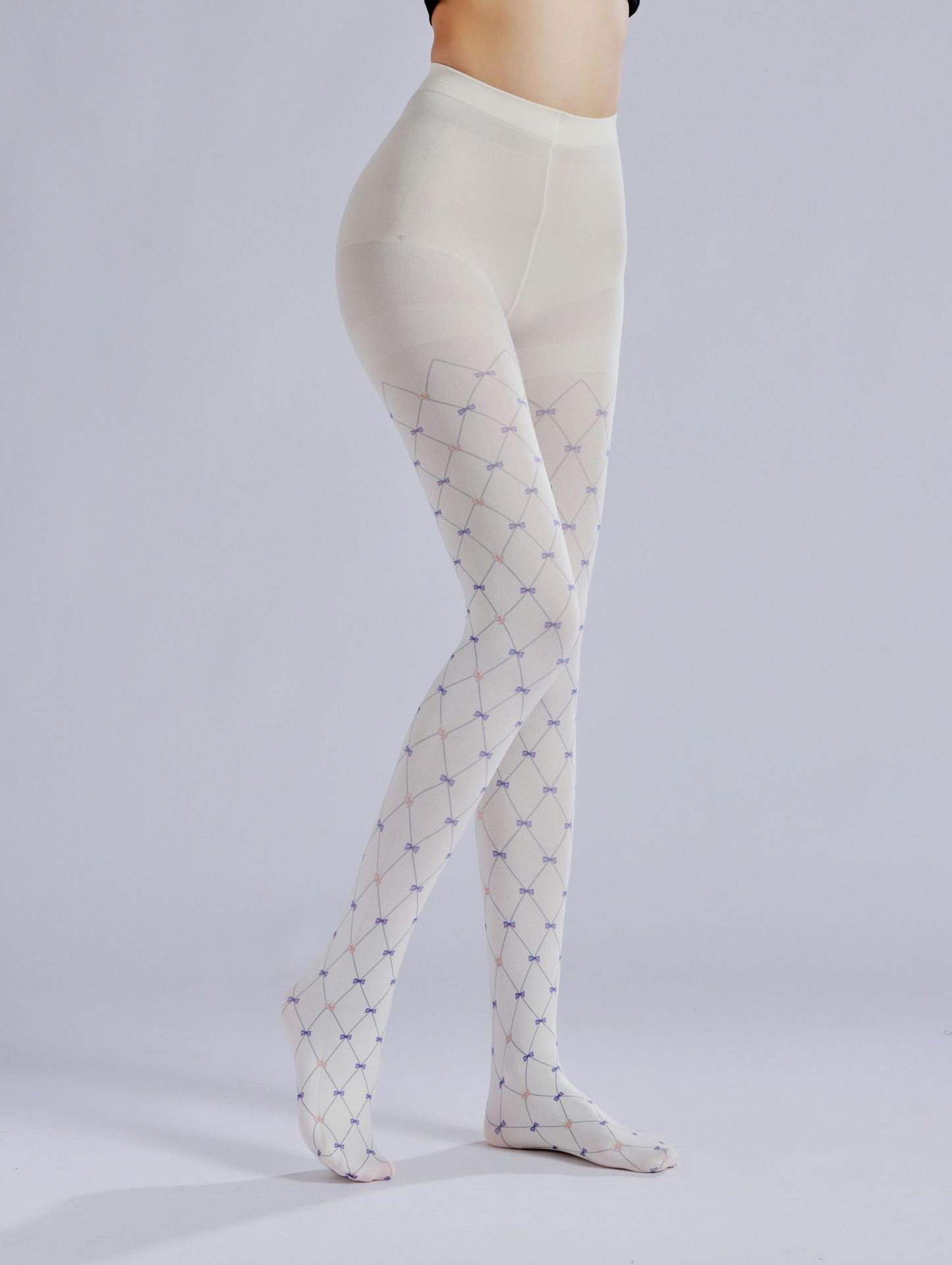 Fishing Nets Bow Tights White-Grainvity