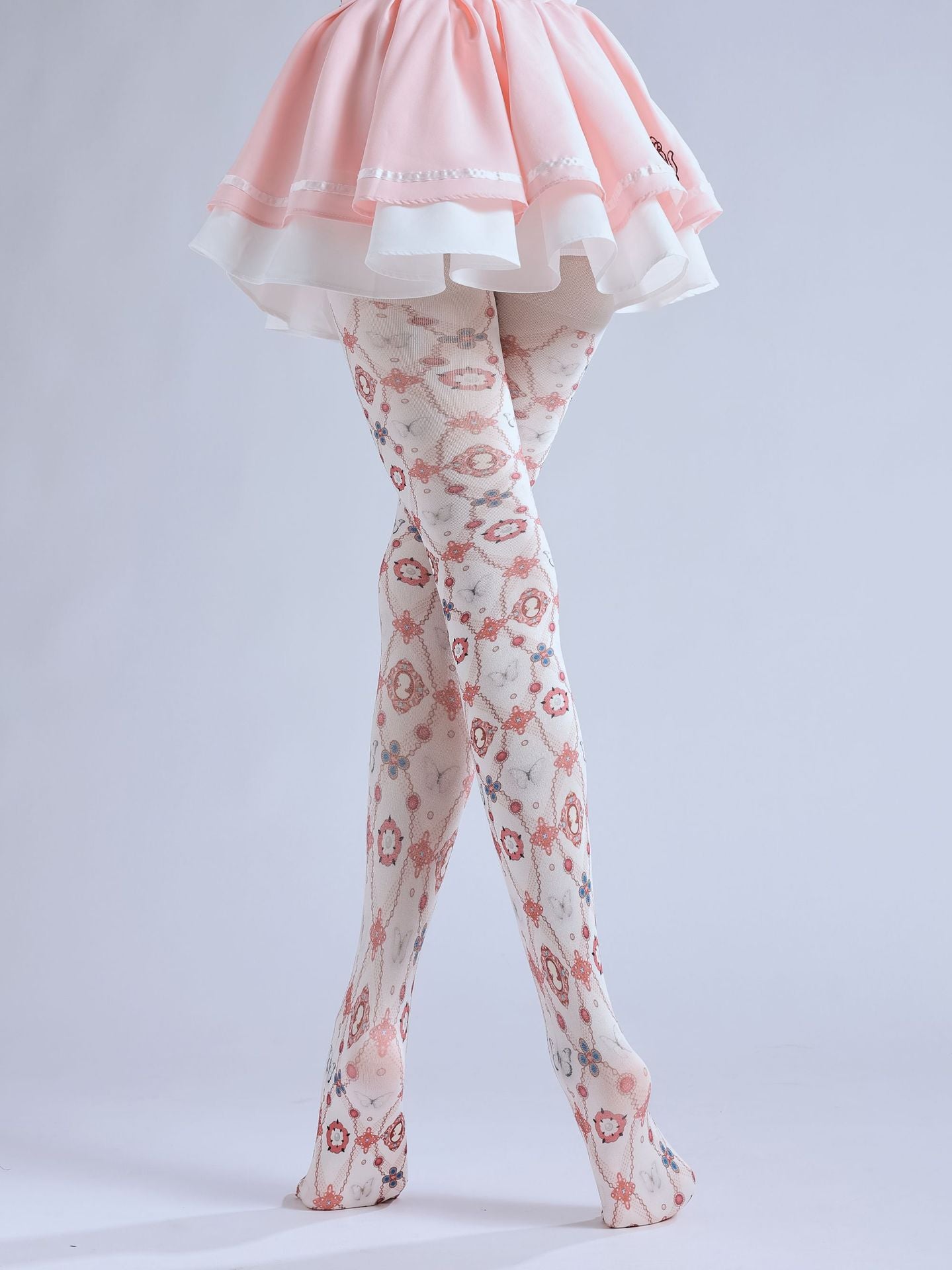 Victorian Cameo Tights Vintage Baroque Stockings-Grainvity