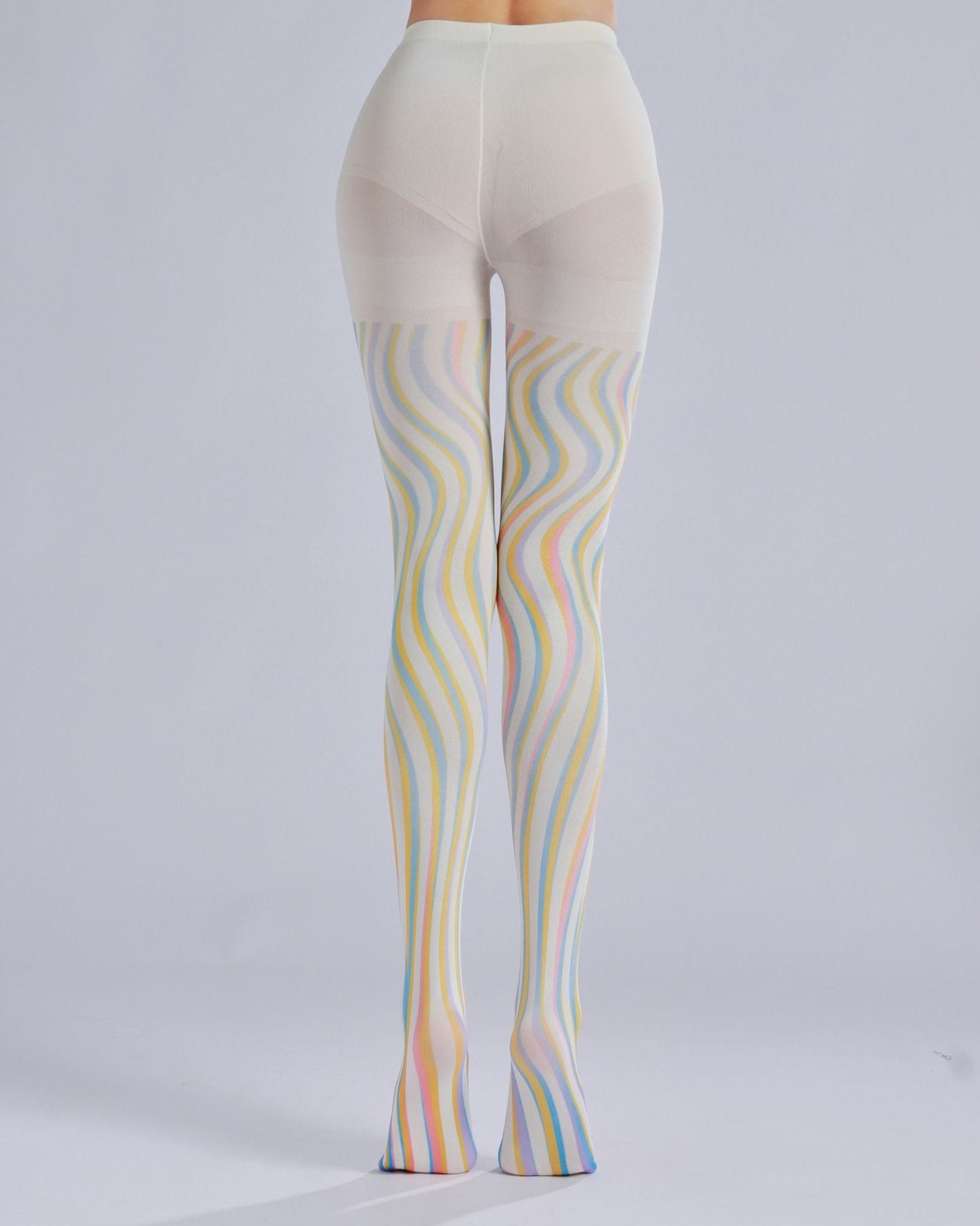 Color Wave Print Tights-Grainvity