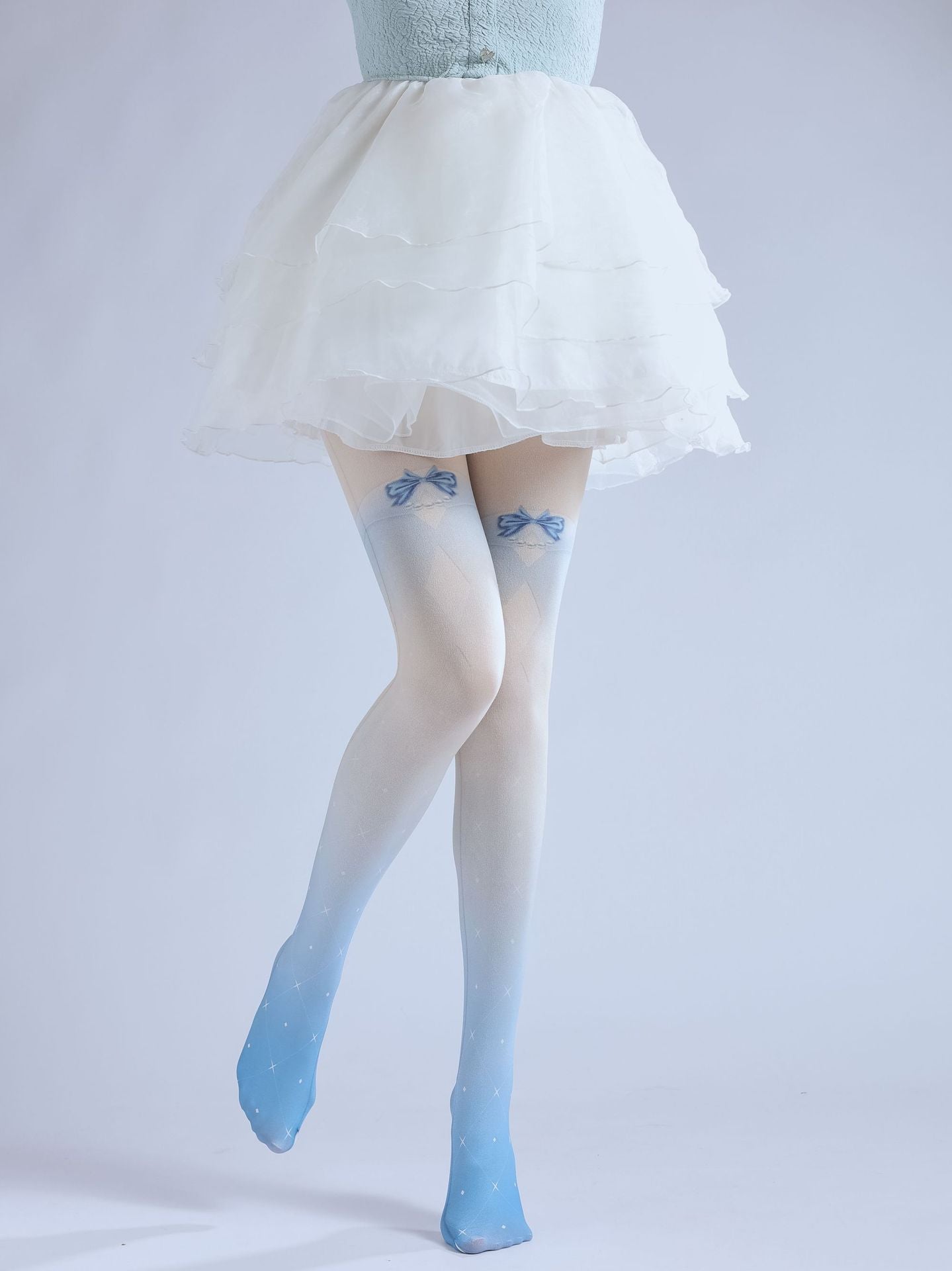 Grident Blue Star Pantyhose Bow JK Tights-Grainvity