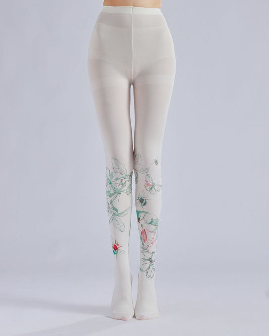 Butterfly & Bee Printed Tights with high elasticity and compression,shaping fit and ideal for weddings, parties, ethnic outfits, and street fashion
