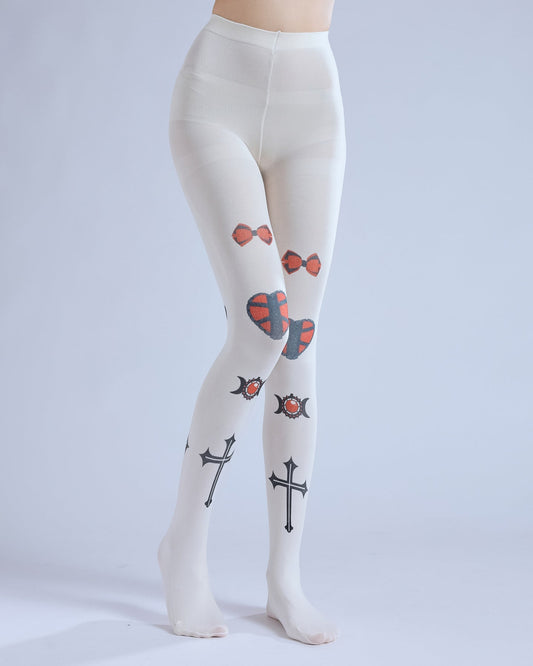 Gothic Lolita Cross Tights with high elasticity and shaping fit, suitable for events, cosplay, street style, and gifting girls at Christmas