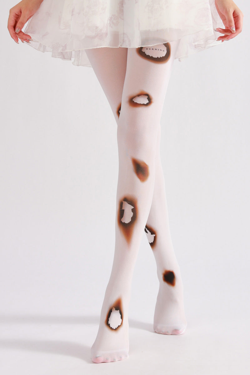 Fire Hole Printed Tights-Grainvity
