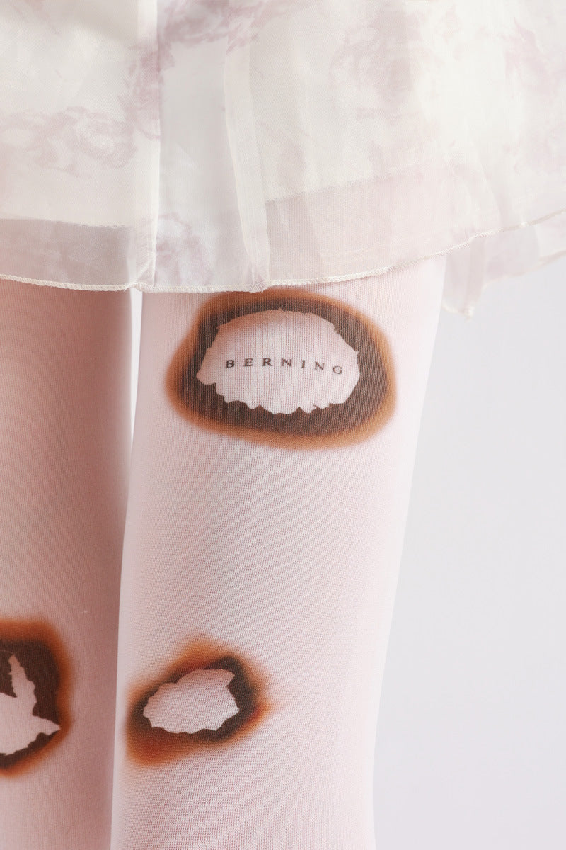 Fire Hole Printed Tights-Grainvity