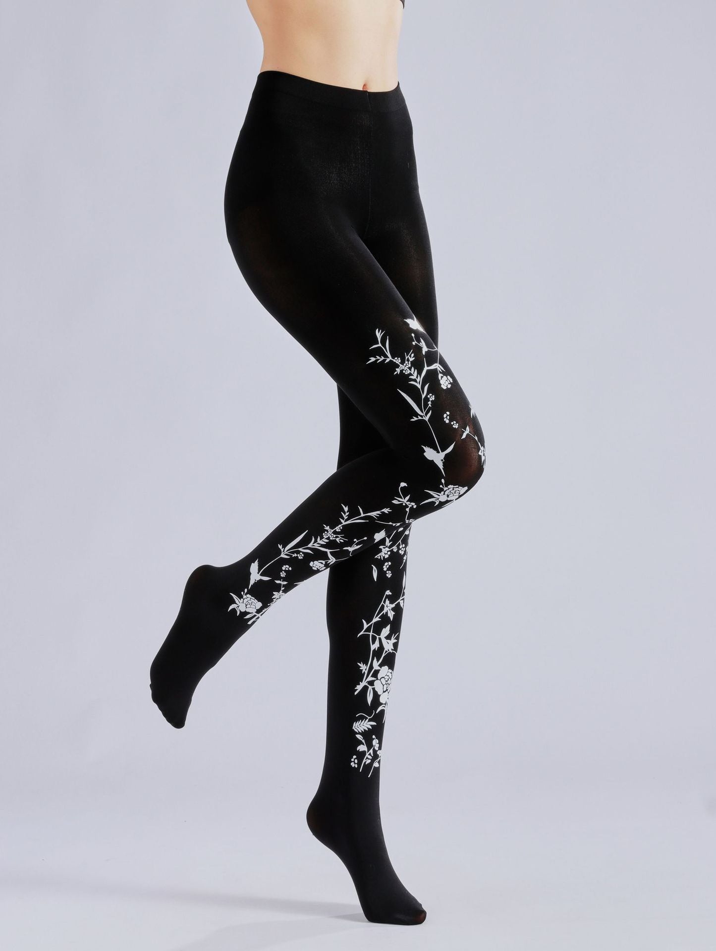 Small Floral Elegant Black Tights-Grainvity