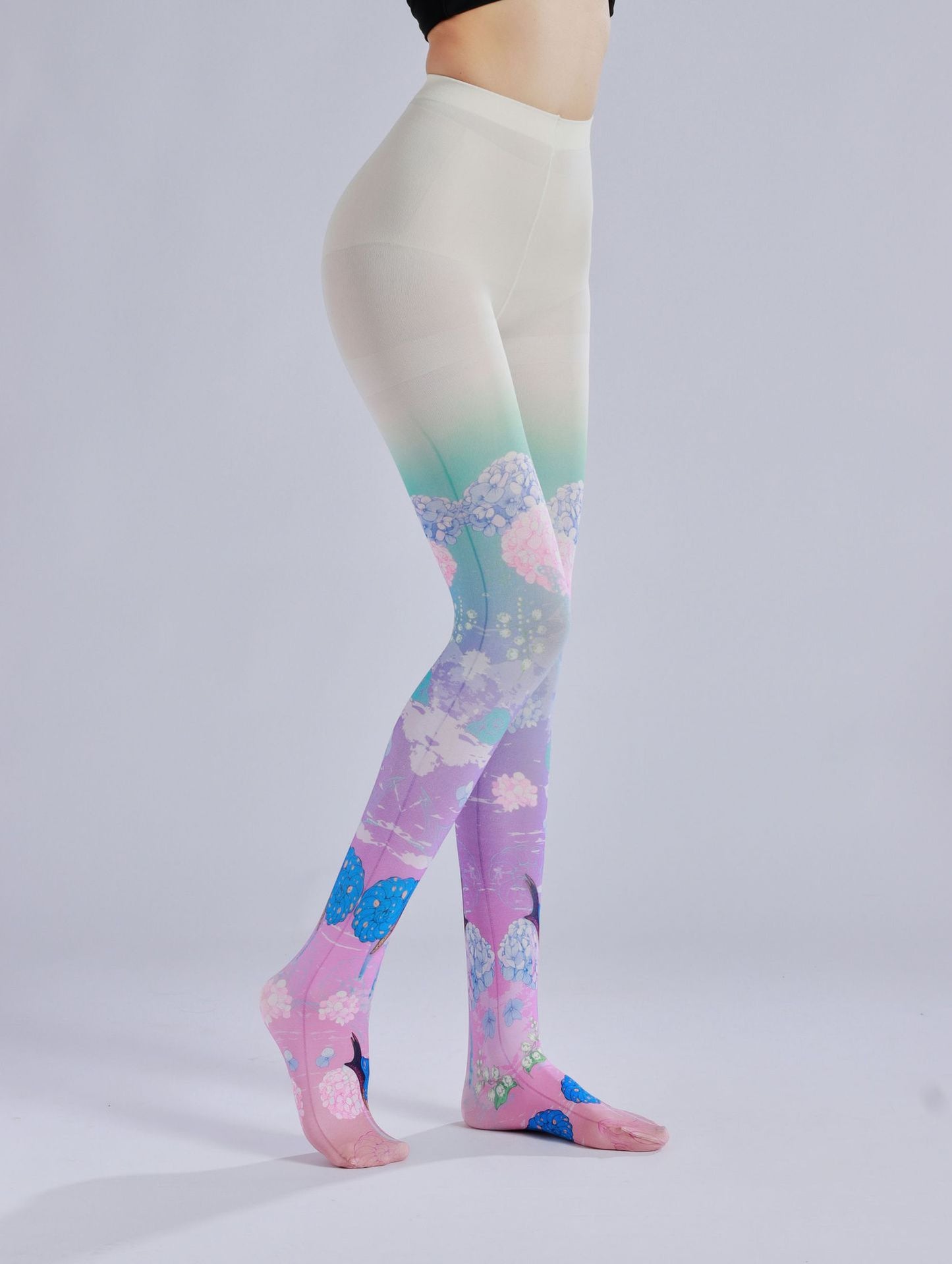 Hydrangea Floral Women Tights-Grainvity