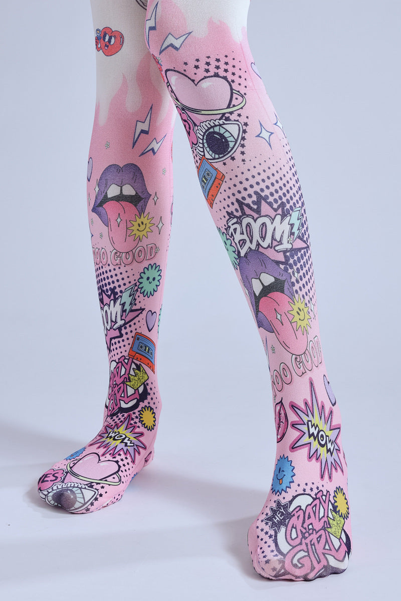 Comic Graffiti Women Tights-Grainvity
