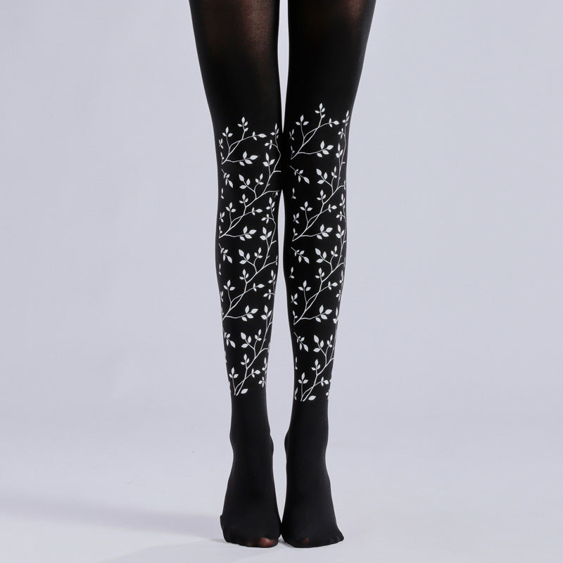 Small Leaf Black Tights-Grainvity