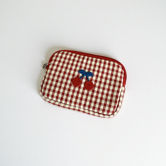 Cotton cherry makeup pouch for everyday essentials
