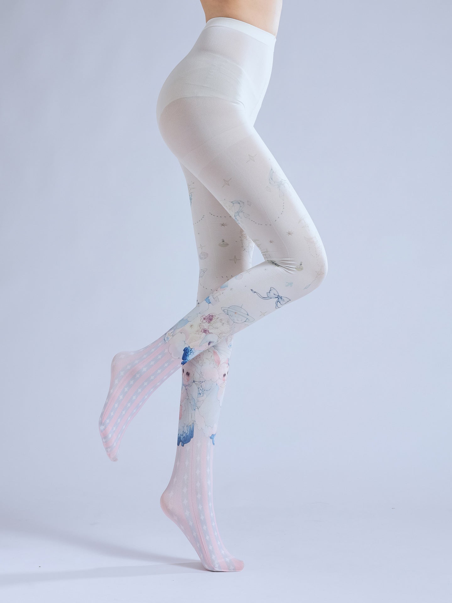 Japanese Lolita Women Tights Moon Print-Grainvity