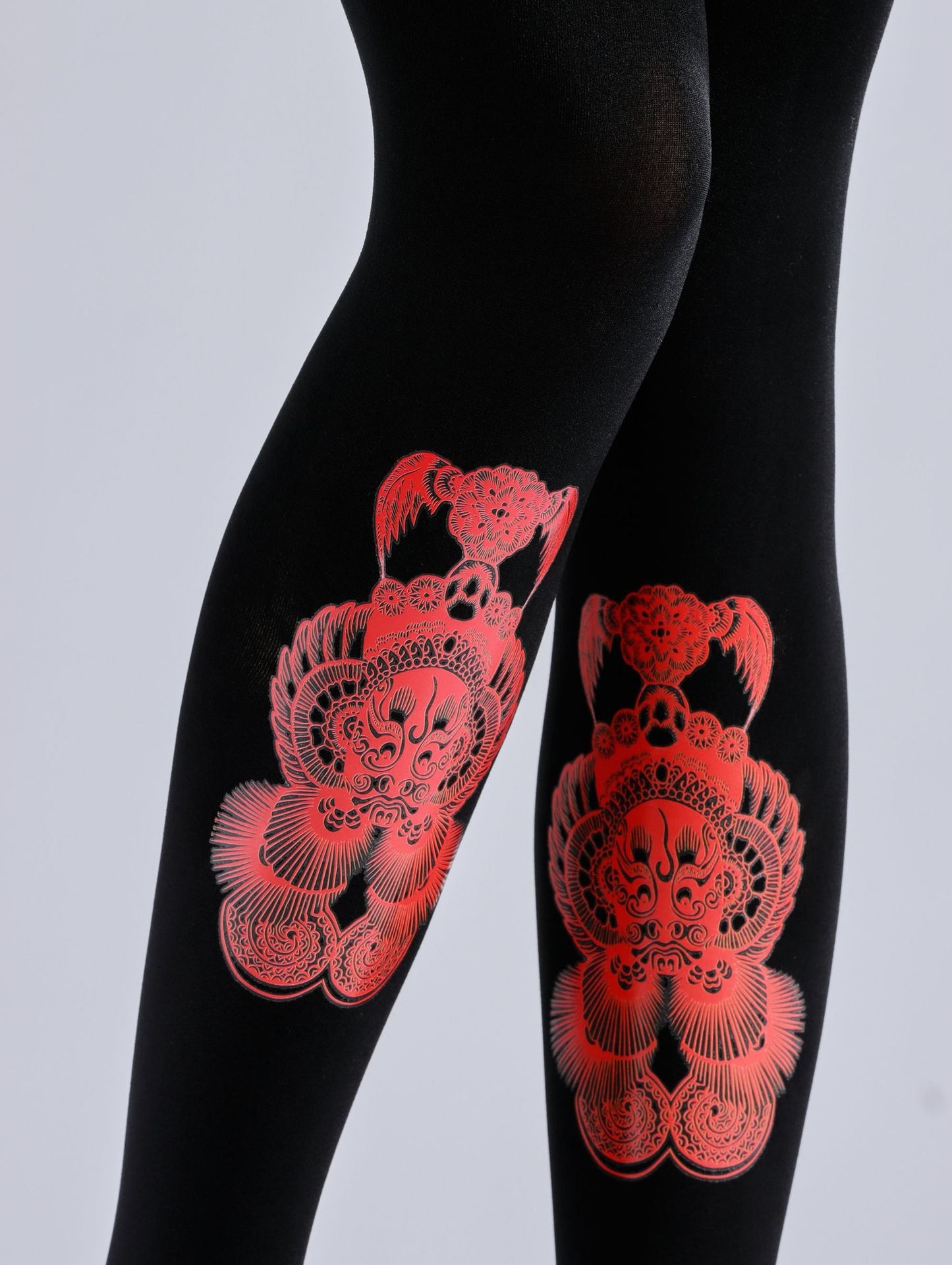 Chinese New Year Tights With Paper Cutting Pattern-Grainvity