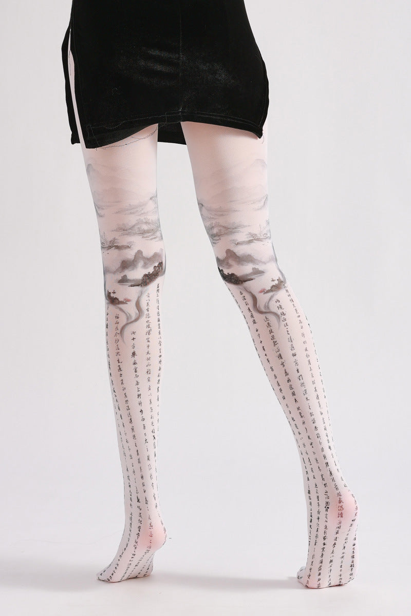 Chinese Style Painting Tights-Grainvity