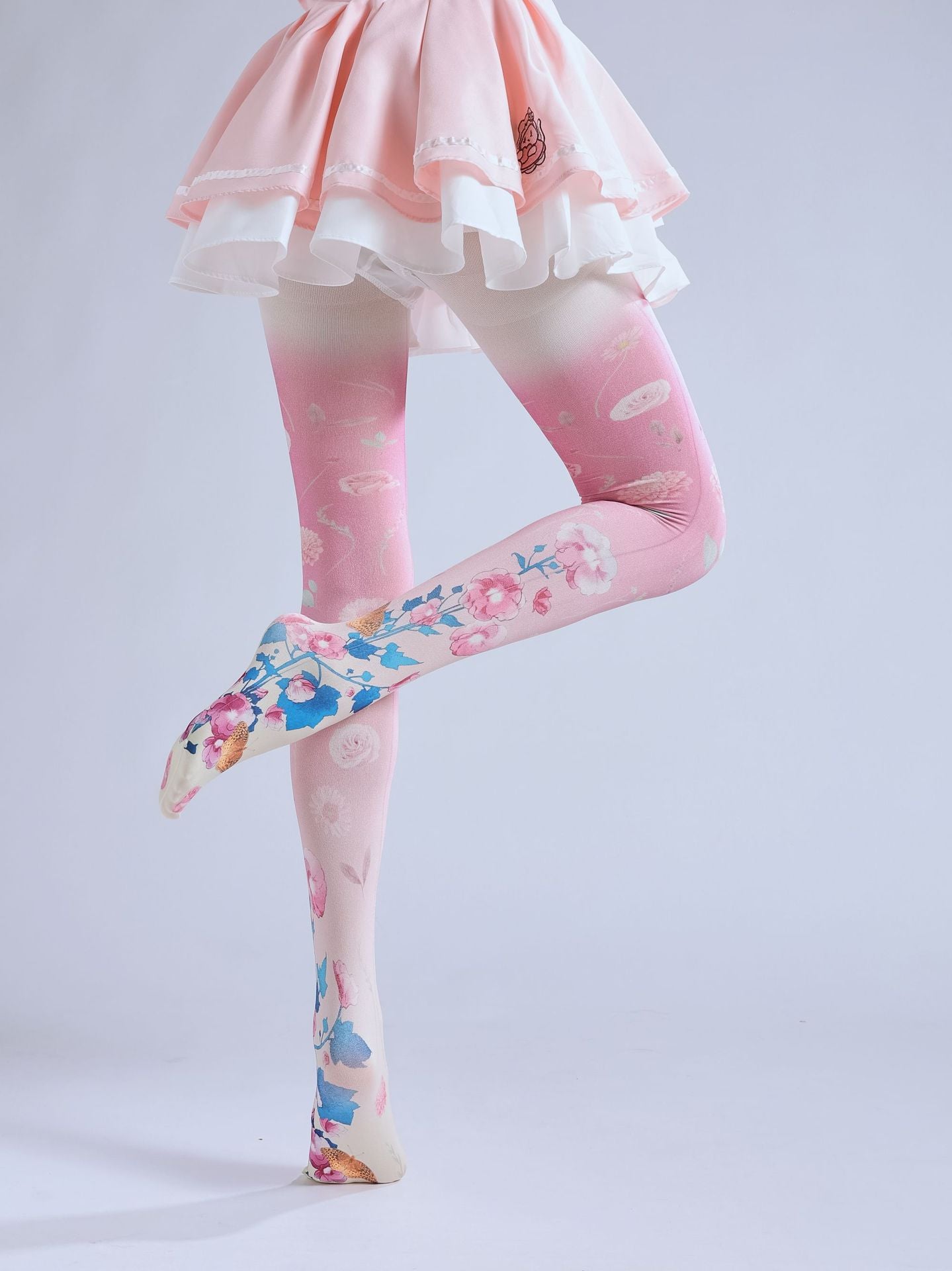 Pink Floral Women Tights-Grainvity