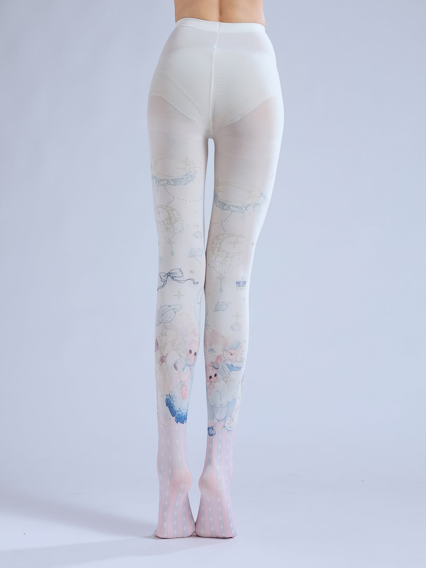 Japanese Lolita Women Tights Moon Print-Grainvity