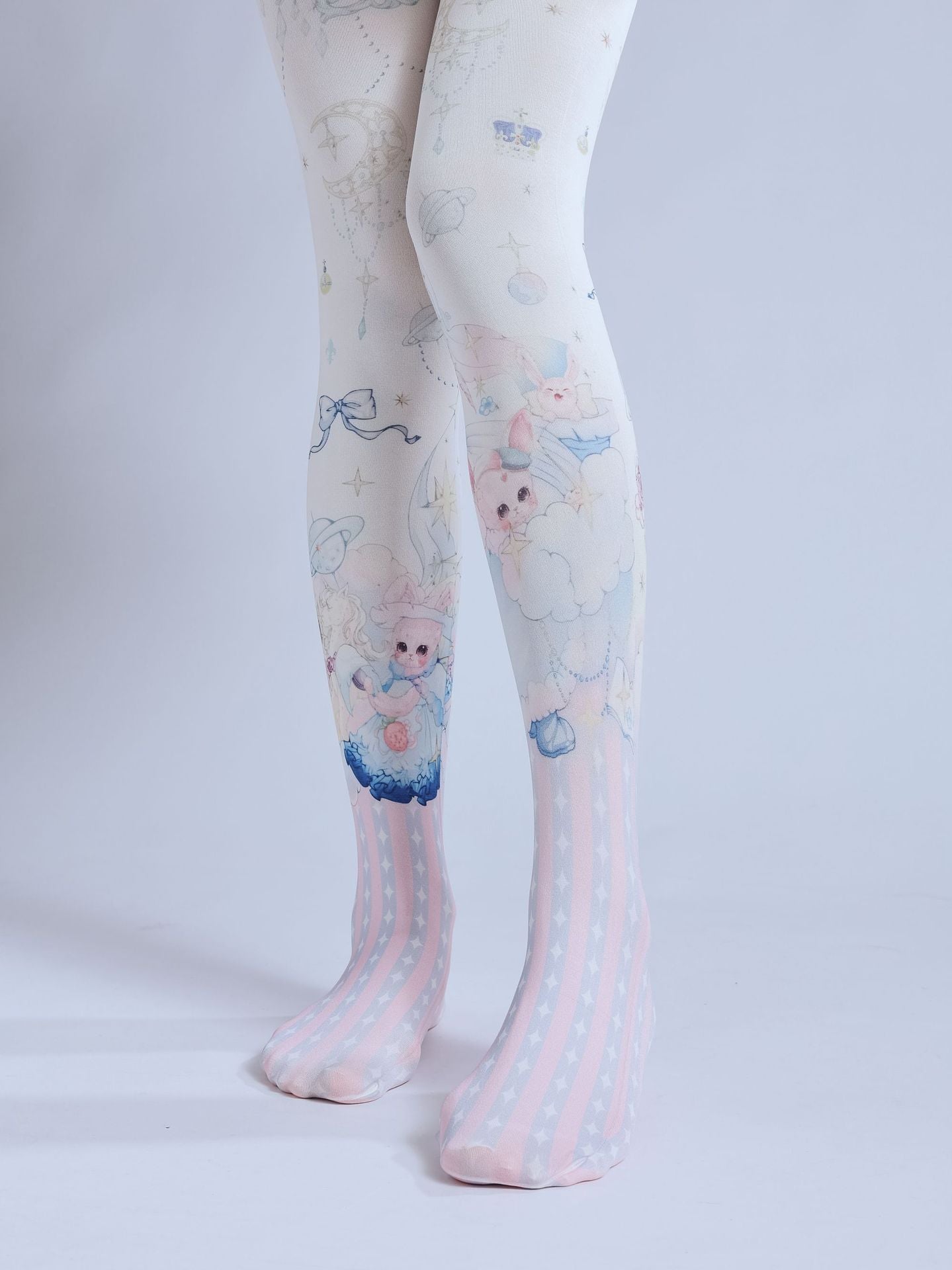 Japanese Lolita Women Tights Moon Print-Grainvity